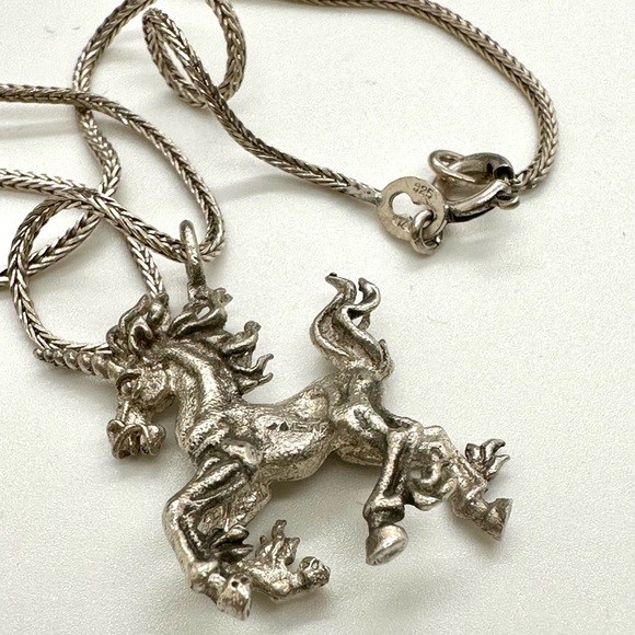 Sterling Silver Unicorn Pendant Necklace - Picture 3 of 16